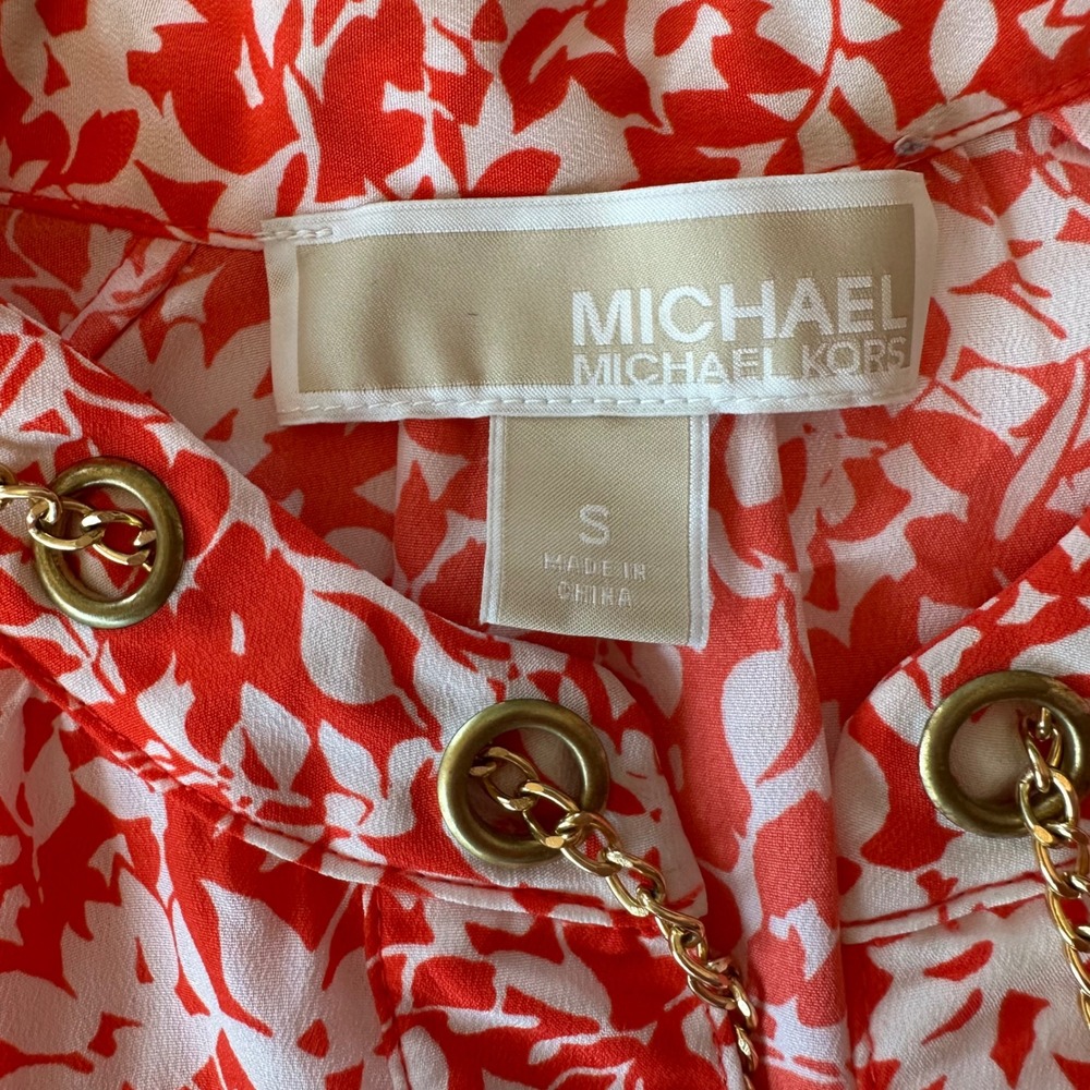 MICHAEL Michael Kors Red Floral‎ Chain Detail Sleeveless Top - Picture 10 of 10